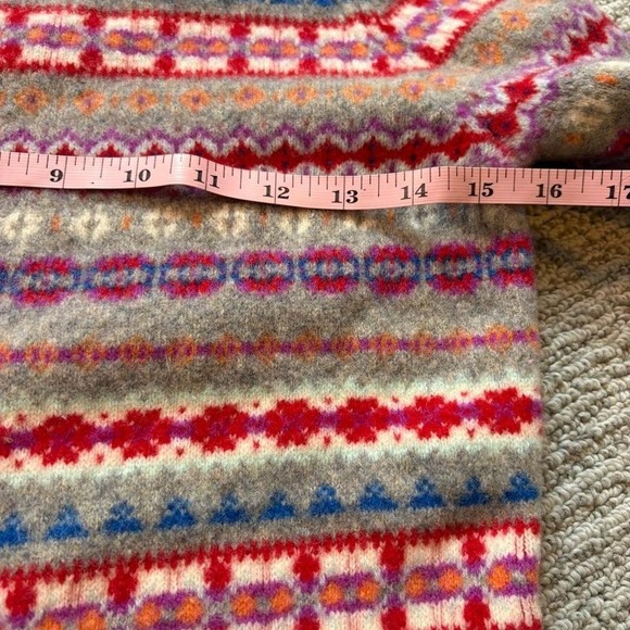 J. Crew Fairisle Sweater Gray Multicolor Long Sleeve Colorful Bright Women's S M - Picture 7 of 8